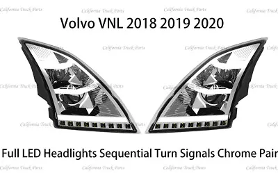 Volvo VNL Full LED Headlights Sequential Turn Signals Chrome Pair For 2018+ • $798