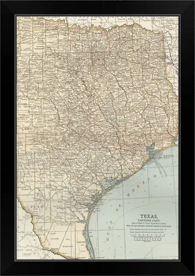 $84.99 • Buy Texas, Eastern Part - Vintage Map Black Framed Wall Art Print, Map Home Decor