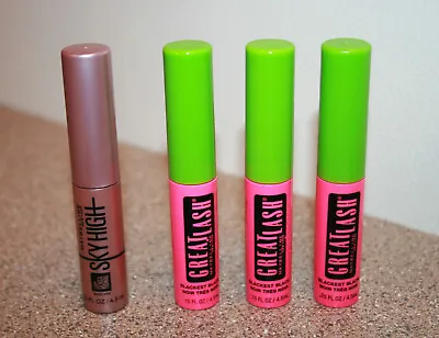 4 X MAYBELLINE Great Lash Mascara Blackest Black + Sky High 0.15oz Travel Size • $10.49