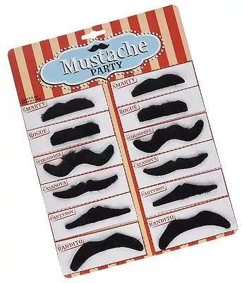 12pcs Small Novelty Black Mustache Party Pack • $13.61