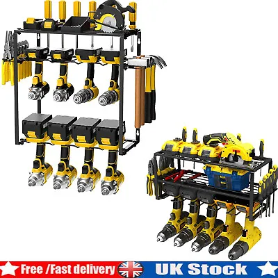 5/8 Slots Power Tool Organizer Electric Drill Wall Storage Garage Floating Rack • £27.44