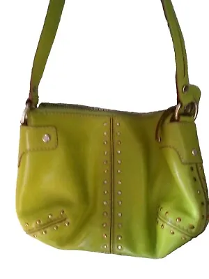 Vintage Michael Kors Astor  Green Leather Studded Shoulder Purse Handbag  • £11.87