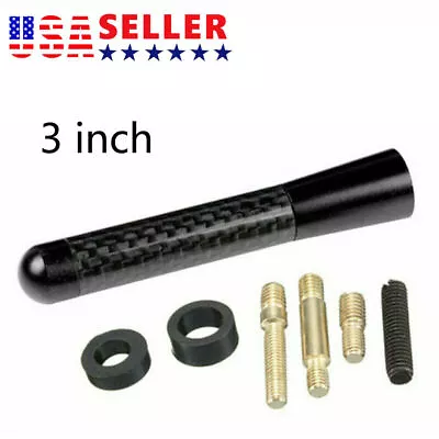 Car Antenna Carbon Fiber Radio FM 3inches Antena Black Kit Screw Universal US • $7.99