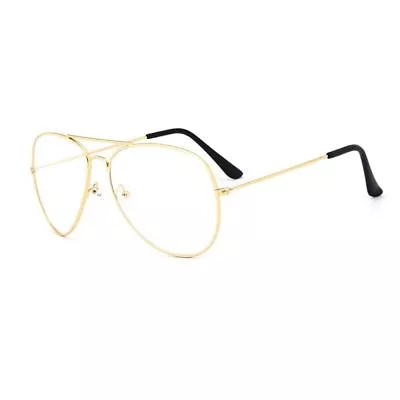 Shades Sunglasses Clear No Prescription Gold Frame Fashion Style Party Pilot  • $15.37