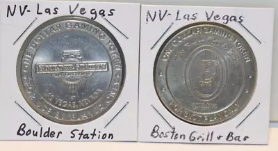 (2) Vintage Nevada- Las Vegas $1 Casino  Slot Token Boulder/ Boston Grill • $2.99