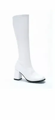 Ellie Shoes GoGo Dancer Club Disco 70s 60s White Wide Zip Up Heels Boots Sz 14 • $24