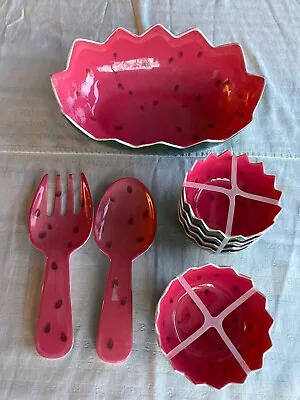 11 Piece Pc Melamine Watermelon Theme Serving Bowl Set Summer Fun New W/o Box • $19.99