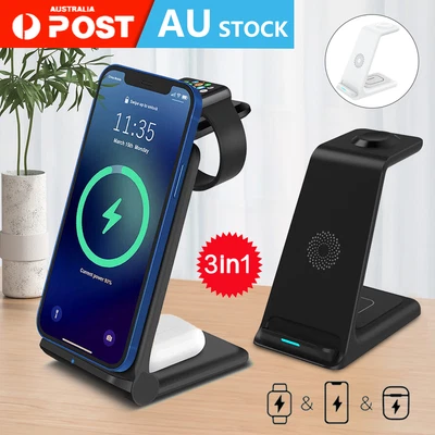 $9.05 • Buy Wireless Charger Dock Charging Station 3 In 1 For Apple Watch IPhone 13 12 11 XS