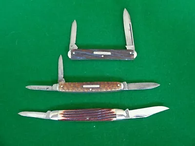 Vintage LOT 3 Pocket Knives UNION CUT CO. TORREY Whittler QUEEN • $79.99