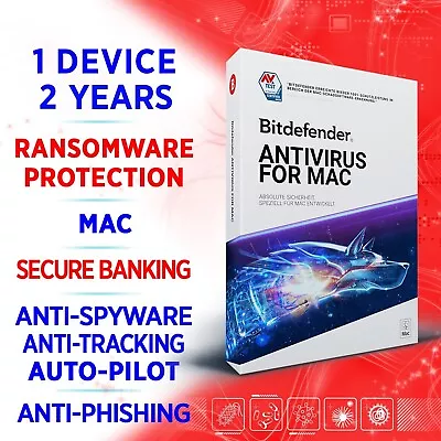 Bitdefender Antivirus For Mac 2024 1 Device 2 Years / FULL EDITION +VPN • $88.88