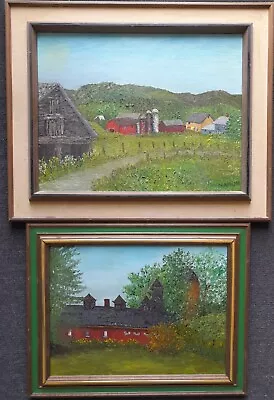 America Folk/outsider Art 2 Oils 1976 Exhibited Mma Massachusetts/vermont Signed • $175