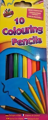 Pack Of 10 Different Colouring Pencils - Length 18cm - Ideal Party Bag Fillers. • £2.39