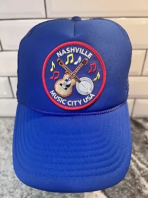 Vintage - Nashville Music City USA - Snapback Cap Trucker Mesh Hat Blue Patch  • $9