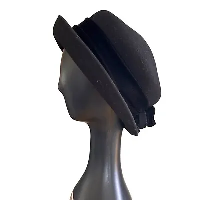 Vintage Soprattutto Cappelli Wool Felt Velvet Ribbon Cloche Fedora Bucket Hat • $24.99