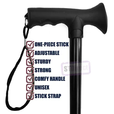 Luxury Mens Ladies Adjustable Walking Stick Cane Soft Grip Handle - 25.5” – 35.5 • £14.97