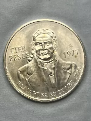 1977-Mo 100 Pesos Mexico Morelos 20g Of Pure Silver • $1