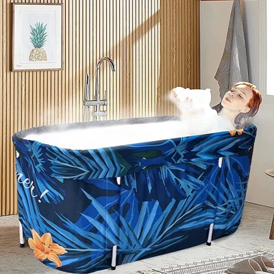 $69.58 • Buy Portable Bathtub Foldable W/Cushion Backrest Lid For Adults Hot Water/Ice Bath