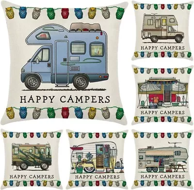 Hodeacc 6 Pcs Happy Campers Van Throw Pillow Covers Cushion CoverMotorhome Gift • £19.05