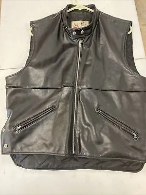 Vintage Sears The Leather Shop Motorcycle Biker Leather Black Vest Jacket. • $95