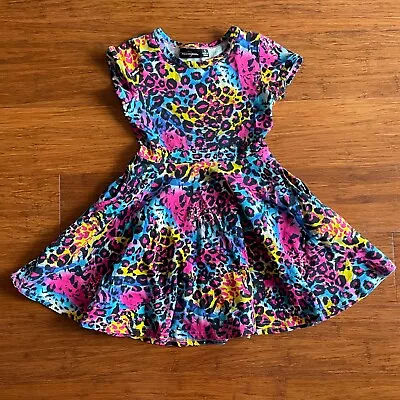 Rock Your Kid RYK Girls Leopard Print Short Sleeve Waisted Dress Size 5 VGUC • $35