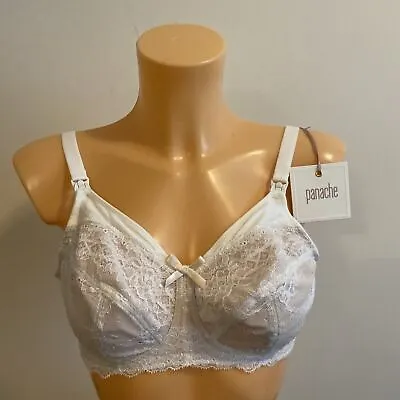 Bnwt New 34d Panache Linen Sophie Nursing Bra White Soft Lace Soft Feeding 5821 • £14.99