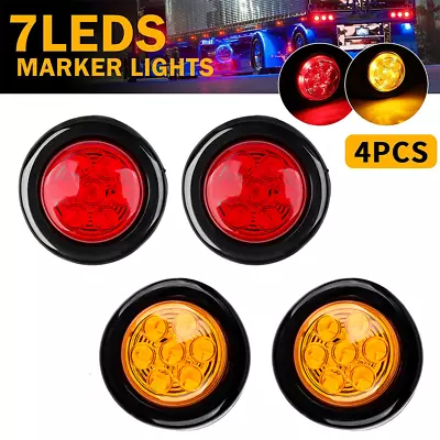 2  Inch Red Amber 7 LED Side Marker Clearance Lights Trailer Truck RV Lamp 12V • $11.39