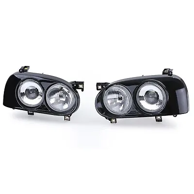 Volkswagen VW Golf 3 Jetta Rabbit MK3 Hella Style Black Glossy Head Lights 93-99 • $299.95