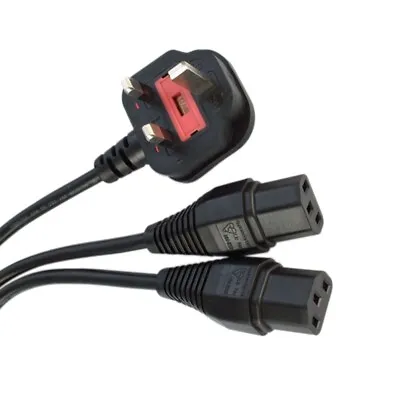 2m Power Y Splitter Cable Dual Kettle Lead PC Monitor TV Mixer UK Plug • £5.99