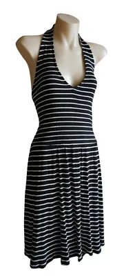 $5 • Buy ASOS Sz 18 Black & White Stripe Halter Ribbed Dress NEW