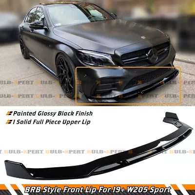 For 2019-21 Mercedes Benz W205 C300 C43 Amg B Style Gloss Black Front Bumper Lip • $154.99