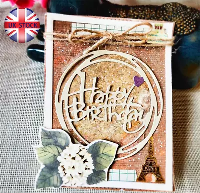 Happy Birthday Circle  Metal Cutting Stencil For Paper Card Scrapbooking Dies UK • £3.39