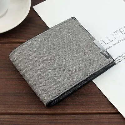 Wallet Gift Men Business Wallet Slim Billfold Canvas Wallet ID Card Holder • £4.90