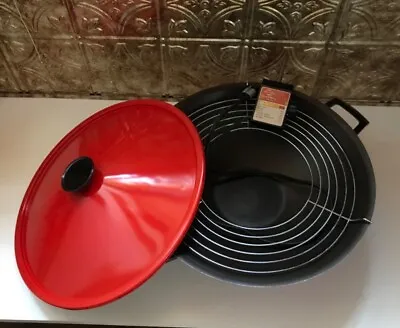 Vintage West Bend Electric Wok Red USA #5109 W/Power Cord Lid & Steamer Rack • $25