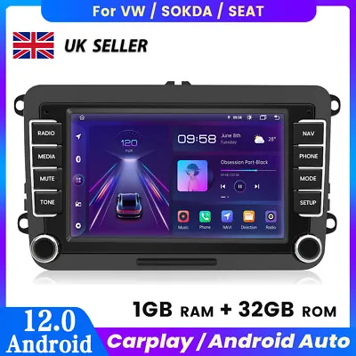£119.99 • Buy CarPlay Car Stereo GPS SAT NAV Radio Android 12.0 For VW Golf MK5/6 Jetta Passat