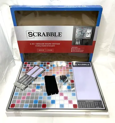 SCRABBLE 2-in-1 MESSAGE Board Edition Magnetic Wall Hanging & Game NEW Open Box • $55