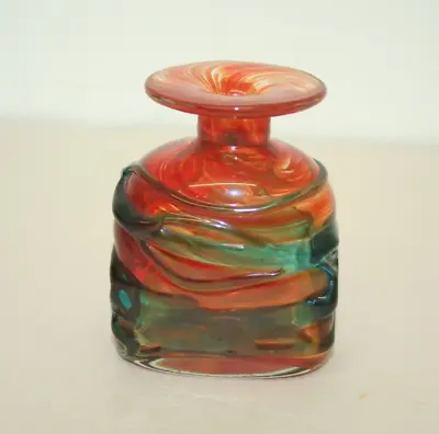 Vintage Mdina Glass Vase ~Red/ Green ~Art Glass Vase ~VGC ~4  Tall (SC20) • £24.95