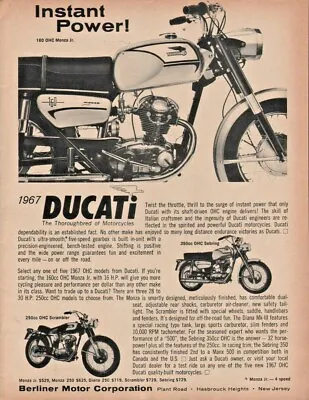 1967 Ducati Monza Jr Sebring & Scrambler - Vintage Motorcycle Ad • $11.10