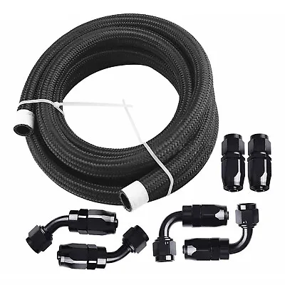 4AN/6AN/8AN/10AN/12AN Nylon Braided Fuel Line Oil/Gas/Fuel Hose End Fittings Kit • $63.69