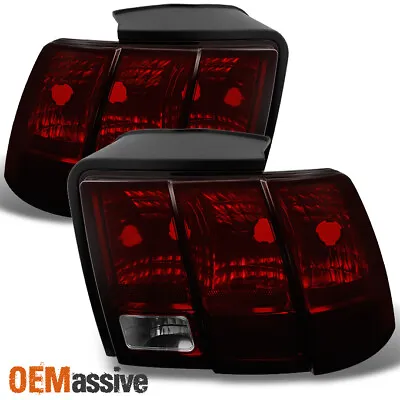 Fit 99-04 Ford Mustang Dark Red Tail Lights Brake Lamps Left+Right 1999-2004 • $78.99