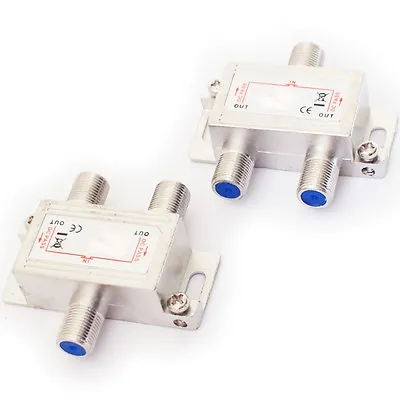 2 Way Port Aerial F Connector Splitter Signal Coaxial Distribution • £5.99