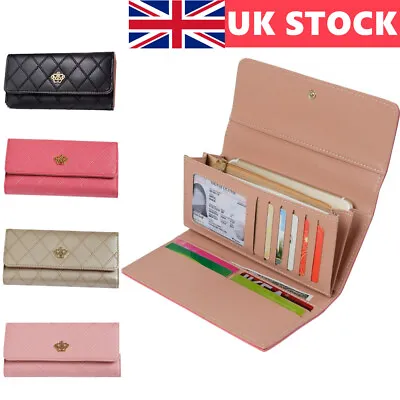 Ladies Leather Wallet Long Purse Phone Card Holder Case Clutch Large Capacity UK • £8.91