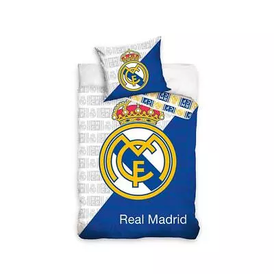 Real Madrid Single Duvet Cover Set CF Logo 100% Cotton Football Fans Bedding • £29.99