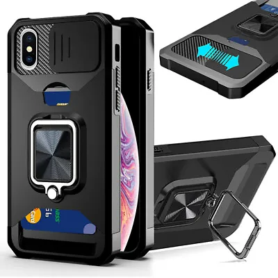 $17.09 • Buy FOR IPhone X / XS / XS Max Armor Stand Case With Slide Camera Cover & Card Slot