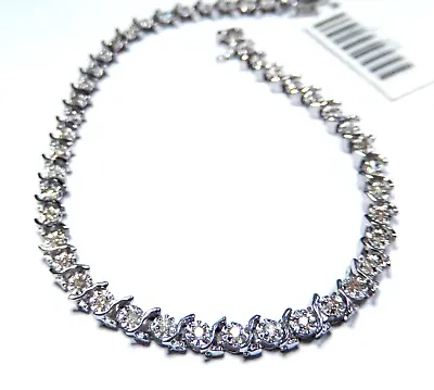 Stamped  14K White Gold  S  Link  7  Approx. 1/2CT Diamond Tennis Bracelet • $499