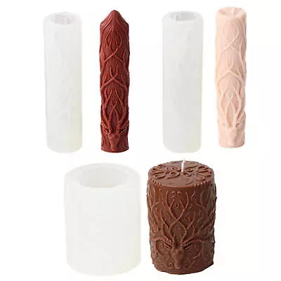 Silicone Cylindrical Spire Candle Mold Antlers Pattern DIY Making Molds Handmade • £25.99