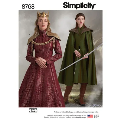 SIMPLICITY 8768 MISSES FANTASY COSPLAY COSTUME Sewing Pattern Sizes 6-14 & 14-22 • £14.05