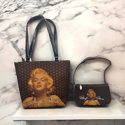 Marilyn Monroe Matching Set Of 2 Embellished Bedazzled Brown Shoulder Handbags • $18.95