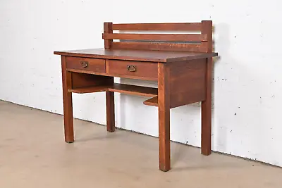 Antique Stickley Mission Oak Arts & Crafts Desk Circa 1900 • $3995