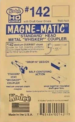 Kadee HO Scale #142 Overset  Whisker  (Medium 9/32 ) Metal Magne-matic Coupler • $5.25