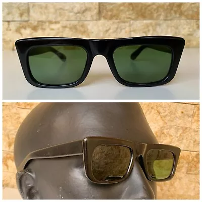 Vintage Rectangular Sunglasses Italian 1960's Unused Art Deco Men's Green Rare • $200